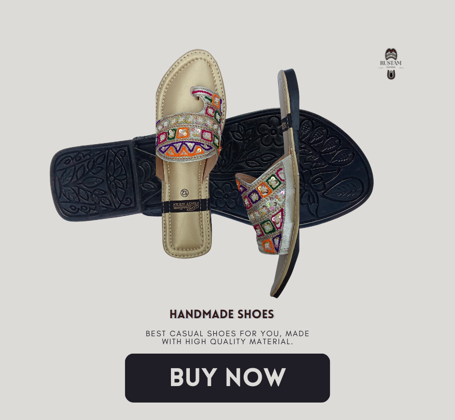 Multicolor Off-White Handmade Chappal with Loops for Women