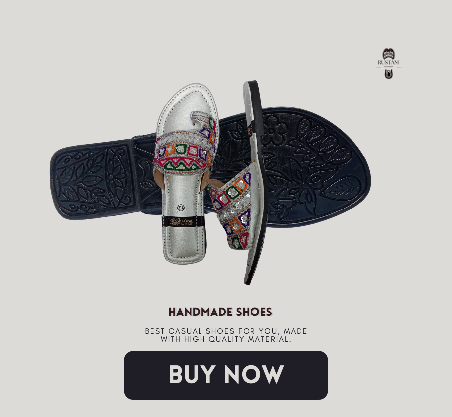 Multicolor Silver Handmade Chappal with Loops for Women