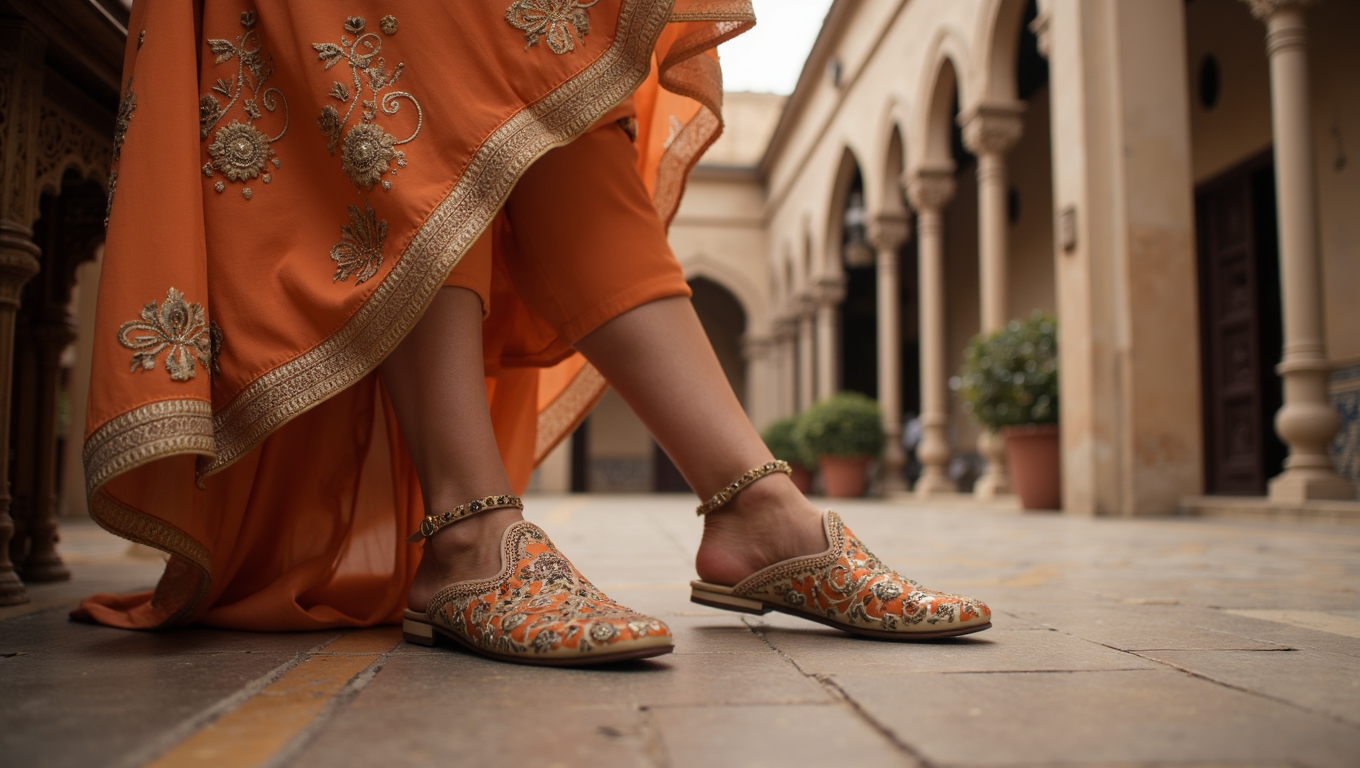 A pair of beautiful, handmade shoes in Pakistan, showcasing the country's rich tradition of craftsmanship and style.