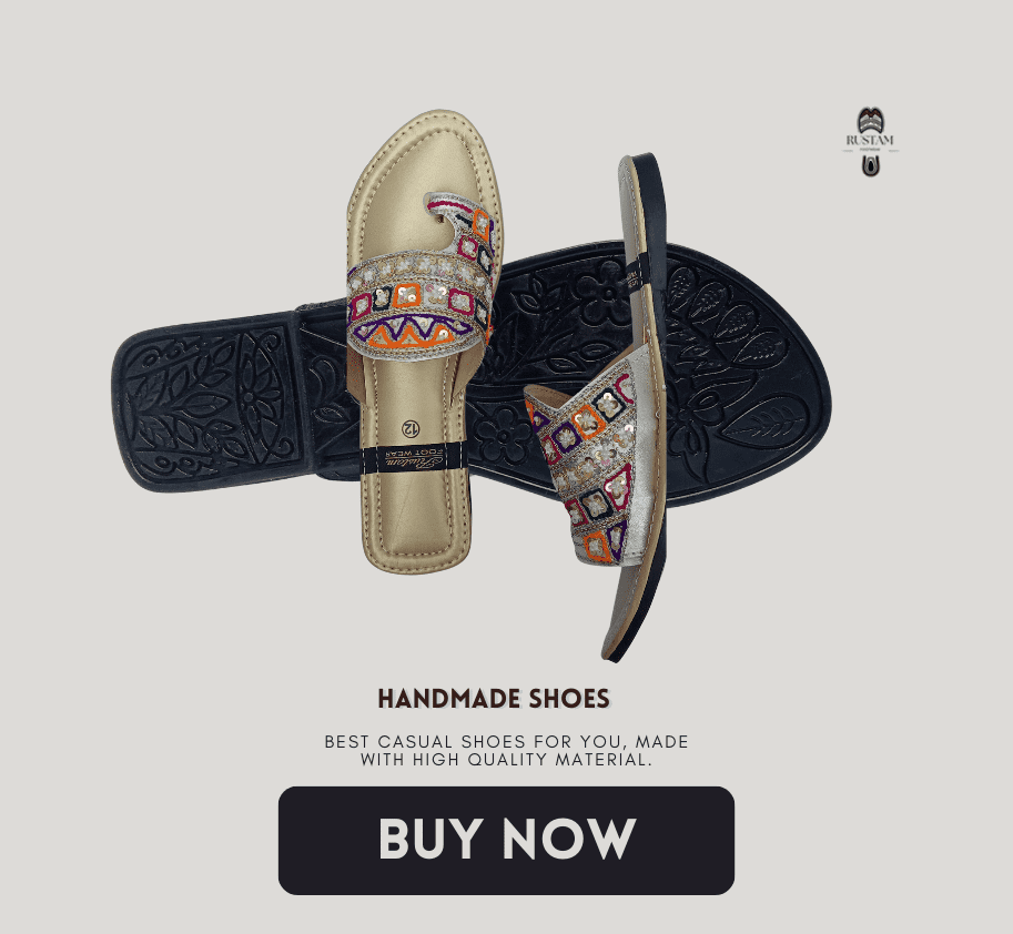 Multicolor Off-White Handmade Chappal with Loops for Women