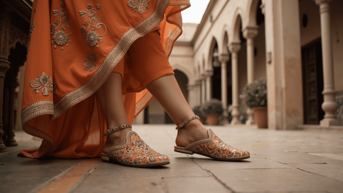 A pair of beautiful, handmade shoes in Pakistan, showcasing the country's rich tradition of craftsmanship and style.